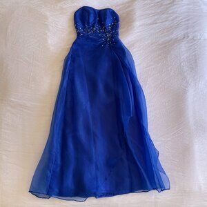 Royal Blue Chiffon Prom / Evening / Ball Gown Maxi Dress with Sequins (sz 4)